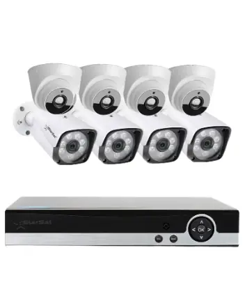 Four dome CCTV cameras with a network video recorder